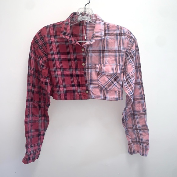 Adika Plaid Multicolor Button Down Crop Top Size Small - Picture 2 of 3